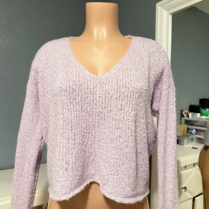 PacSun Lilac V-Neck Crop Sweater